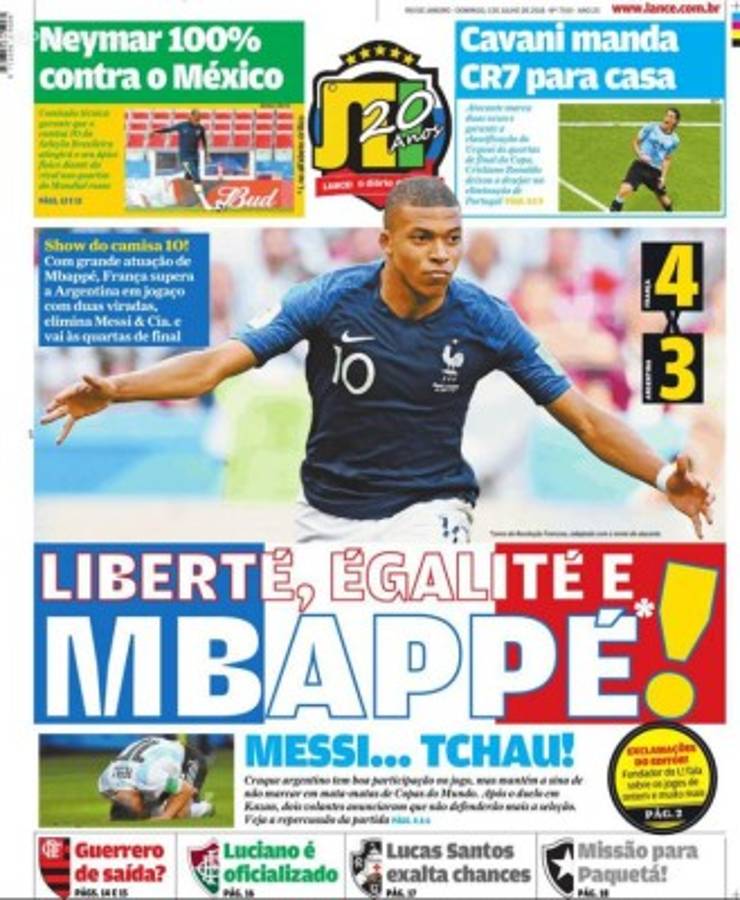 Las portadas de los diarios del mundo tras la eliminación de Messi y Cristiano de Rusia