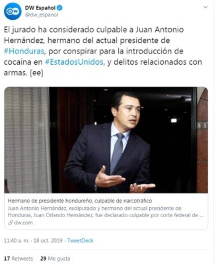 Tony Hernández: Lo que dicen los medios internacionales sobre la sentencia del exdiputado