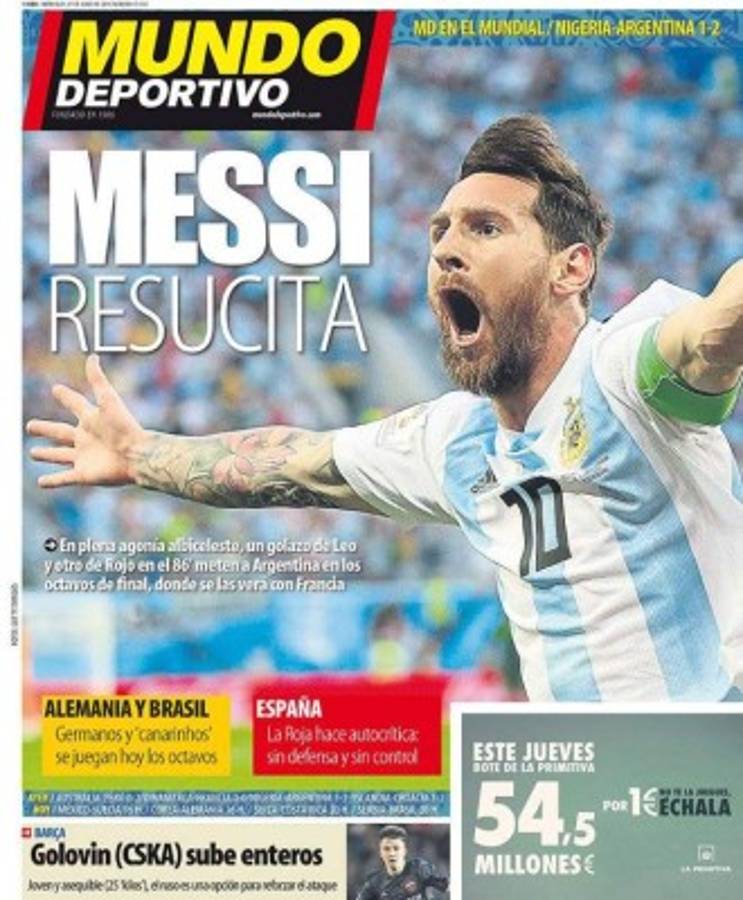 Tremendas portadas: El mundo se rinde ante Messi y a la clasificación de Argentina a octavos del Mundial