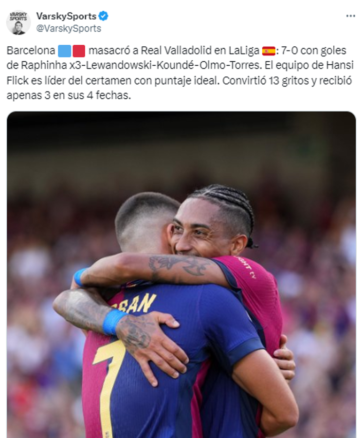 Barcelona propinó paliza y esto dice la prensa: “Pensaban que estábamos para descenso, pero somos los mejores y líderes”