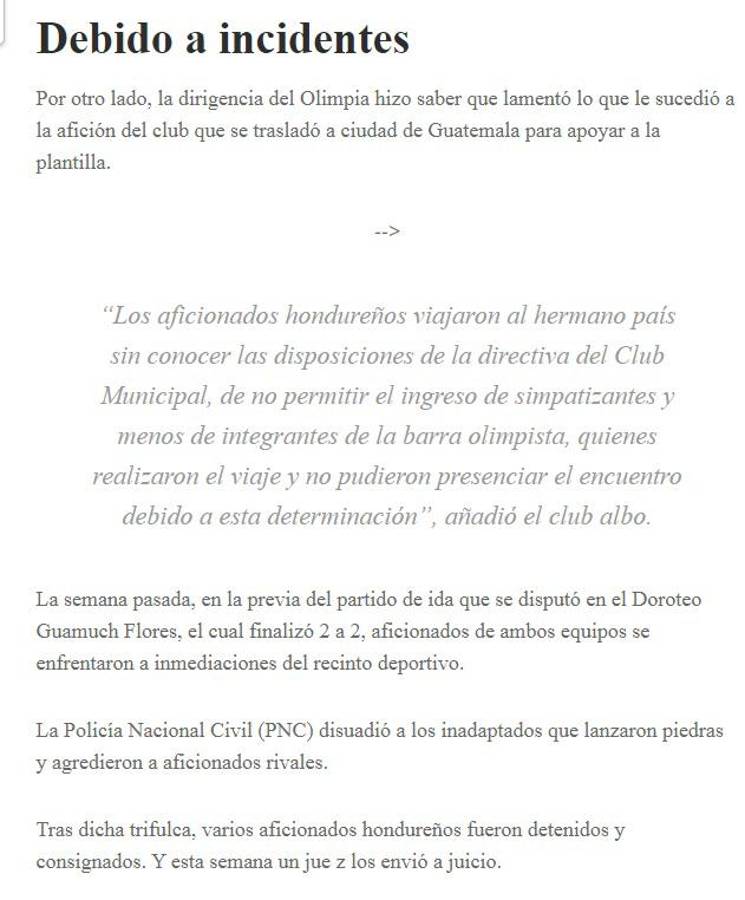 “Decisión acertada y lamentan lo sucedido”: La reacción de la prensa ante la prohibición de Olimpia a los aficionados de Municipal