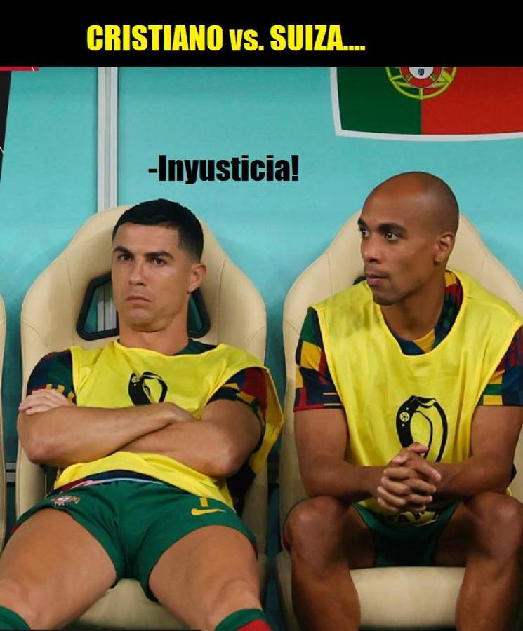 Cristiano Ronaldo es víctima de los memes por ser suplente y no meter gol en la paliza de Portugal a Suiza en el Mundial