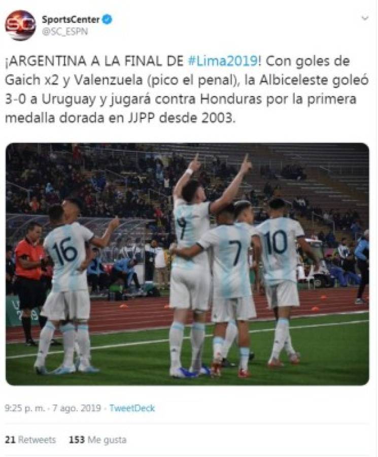 Lo que dicen los medios de Argentina sobre la final ante Honduras en Panamericanos