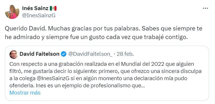 Inés Sainz responde directamente a Faitelson, José Ramón, Luis García y Martinoli tras filtrarse polémico video