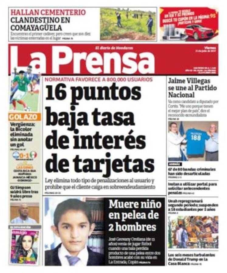 Las portadas de los medios de México y Honduras tras juego en Copa Oro