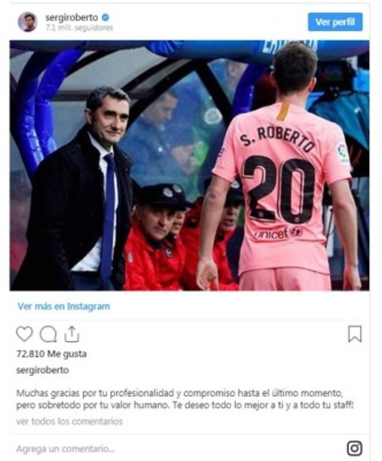 Los cracks del Barcelona que se despidieron de Valverde en redes; a dos jugadores 'les gustó' su salida