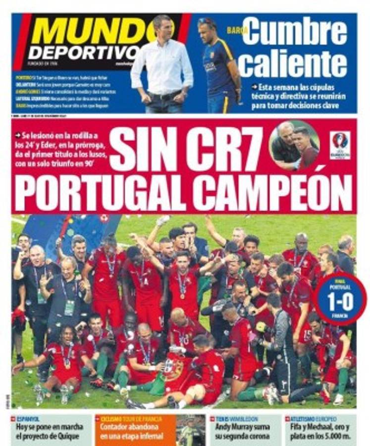 Las portadas en el mundo tras la conquista de Cristiano con Portugal