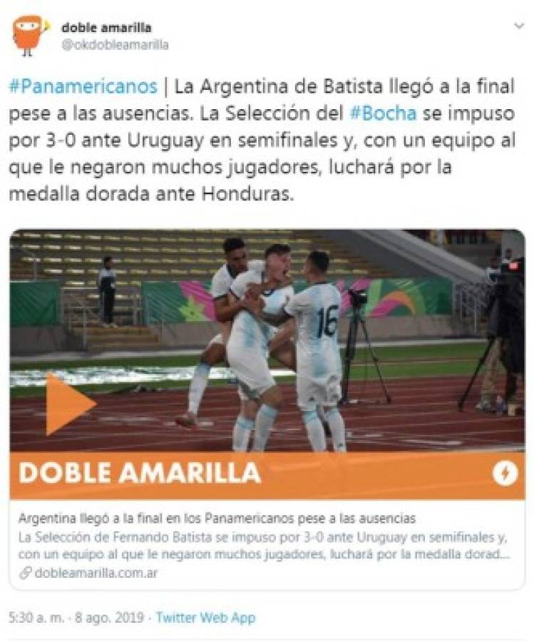 Lo que dicen los medios de Argentina sobre la final ante Honduras en Panamericanos