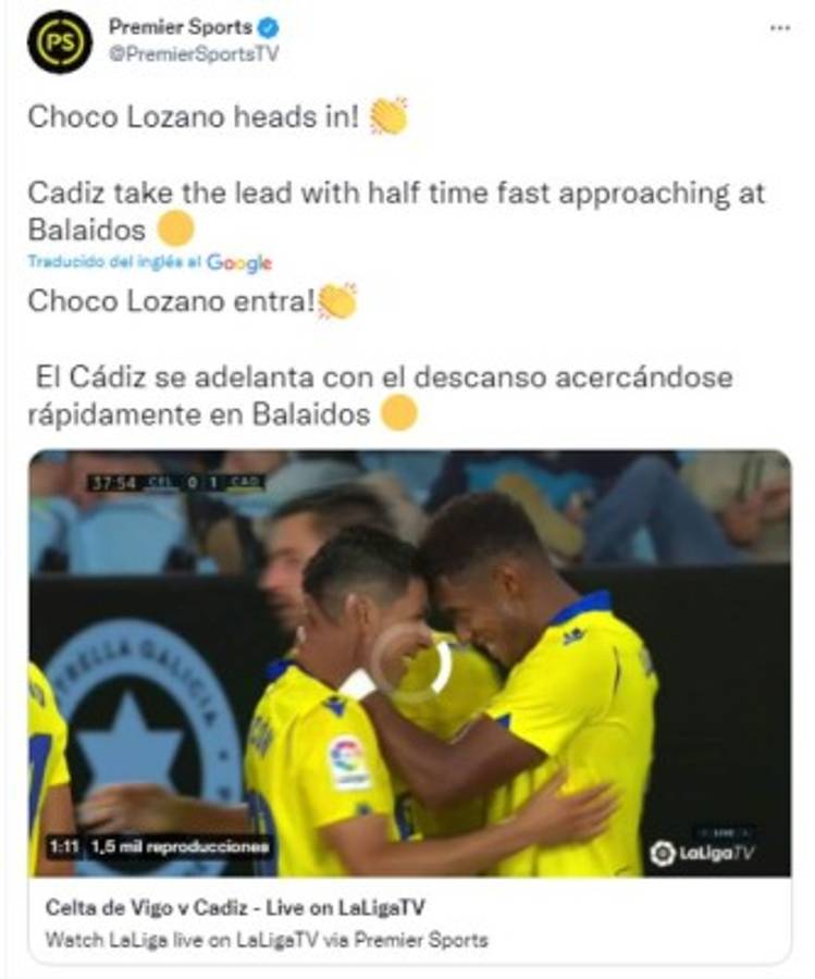 'Dinamitó el partido con movimientos top': Lo que dicen del Choco Lozano tras su nuevo gol con el Cádiz en la Liga Española