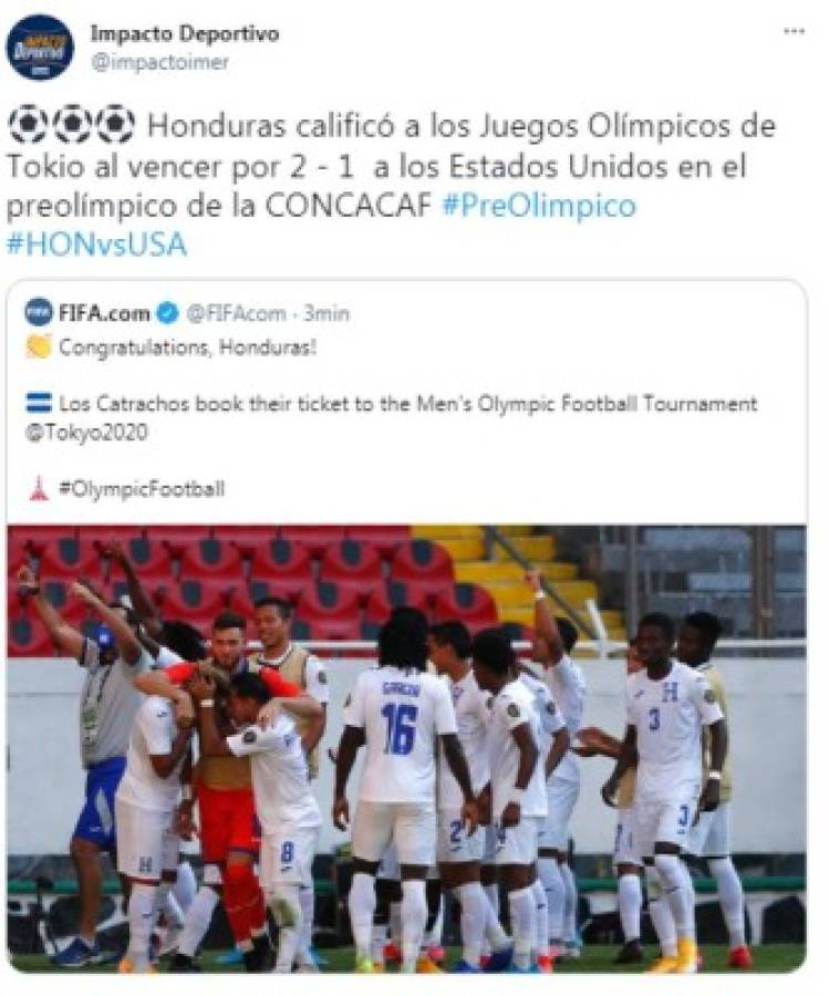 '¡Duele de envidia!', los titulares de los ticos y medios internacionales tras la clasificación de Honduras los Juegos Olímpicos de Tokio 2021   