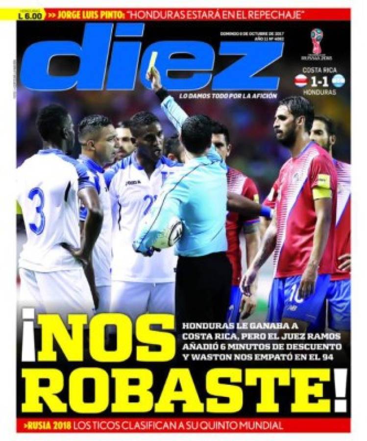 Así amanecieron las portadas tras el polémico empate de Costa Rica contra Honduras