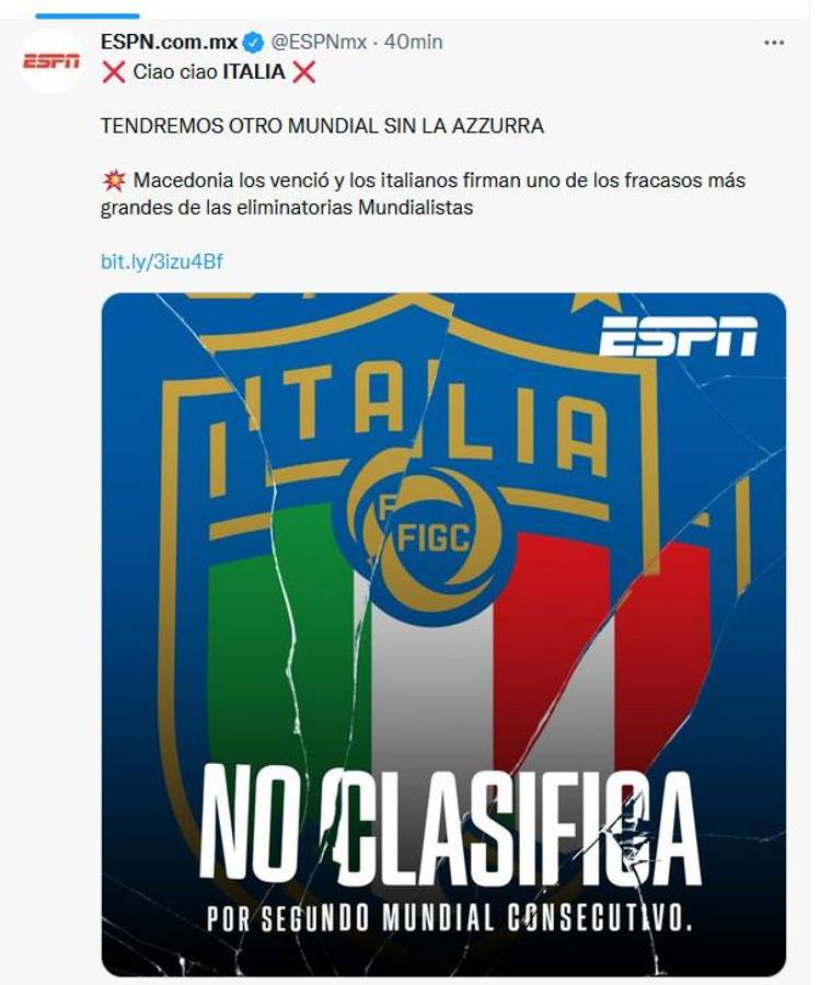 “Otro desastre” y “tragedia”: Lo que dice la prensa mundial tras el nuevo fracaso de Italia, afuera de Qatar 2022