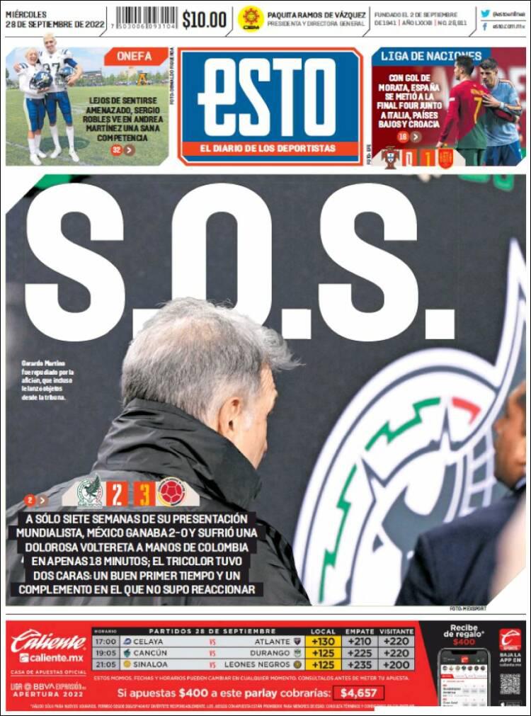 Las duras portadas que le dedicaron a México luego de su papelón contra Colombia y lo que dijo David Faitelson