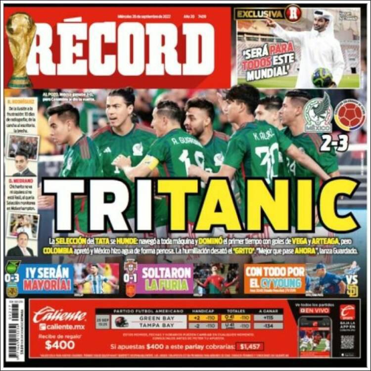Las duras portadas que le dedicaron a México luego de su papelón contra Colombia y lo que dijo David Faitelson