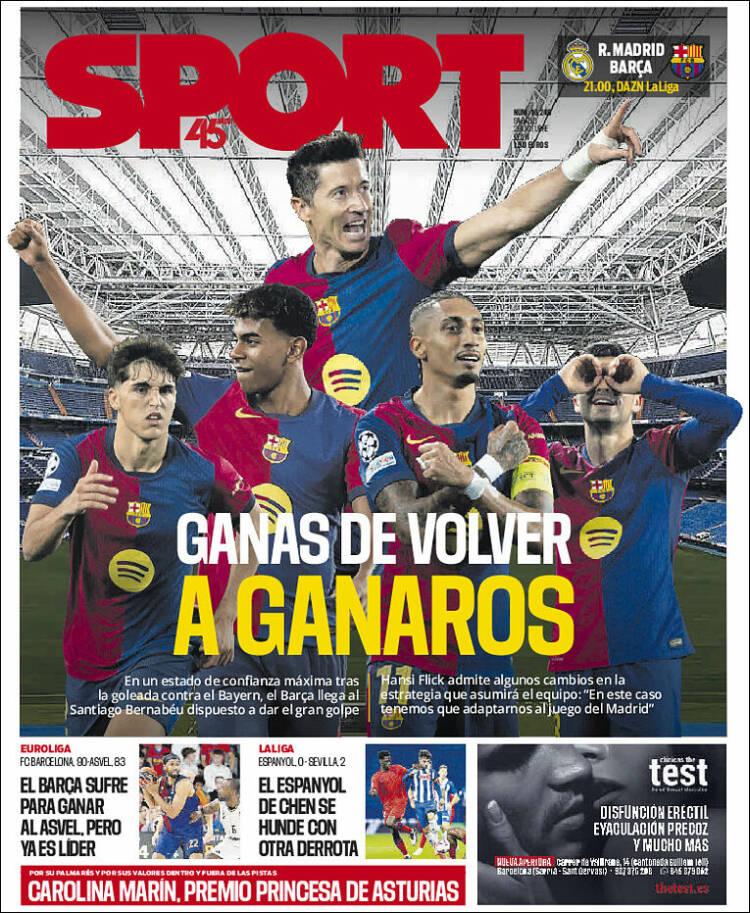 “Ganas de volver a ganarles”: la reacción de la prensa previo al Clásico Real Madrid-Barcelona en el Santiago Bernabéu