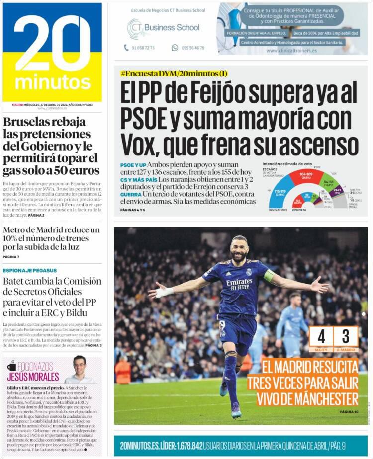 Las portadas que dejó el partidazo entre Manchester City y Real Madrid: “Milagro” y “sale vivo”