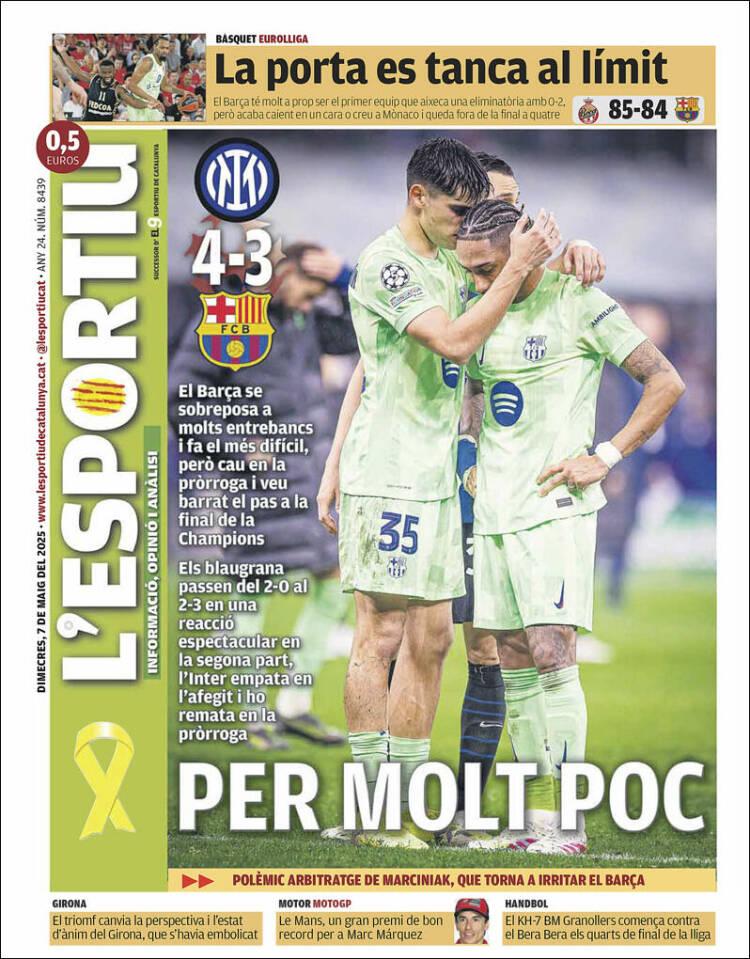 Barcelona quedó eliminado y así reacciona la prensa: Estaba claro que los árbitros harían su trabajo contra nosotros