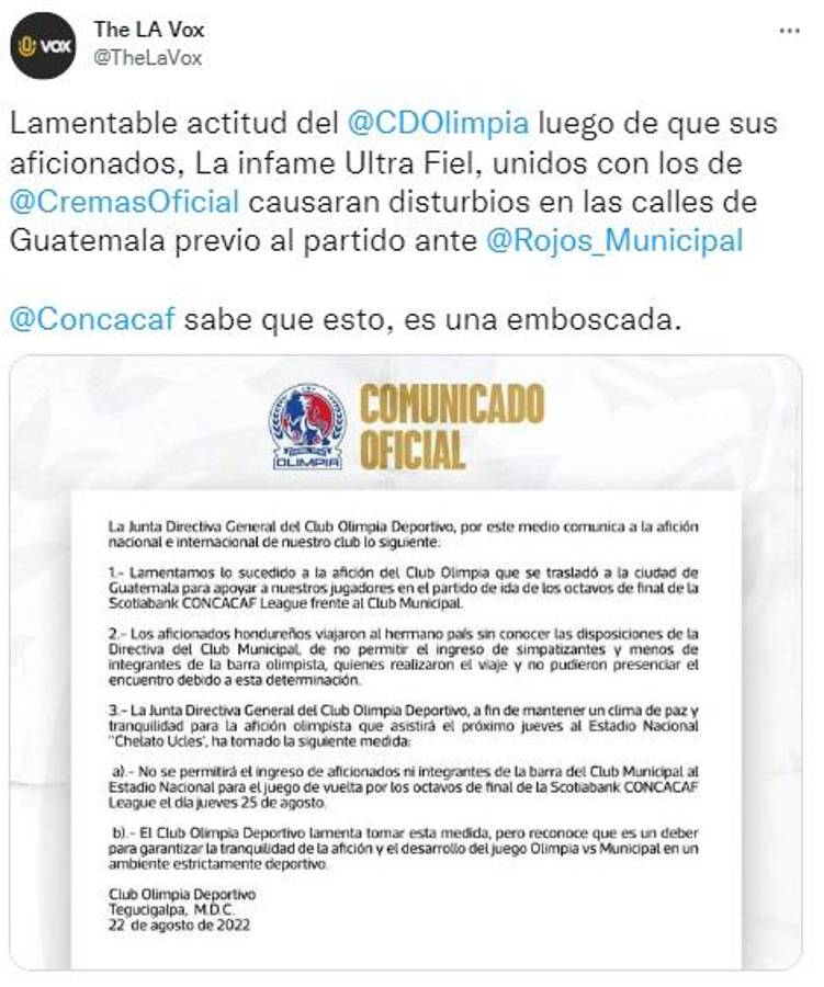 “Decisión acertada y lamentan lo sucedido”: La reacción de la prensa ante la prohibición de Olimpia a los aficionados de Municipal