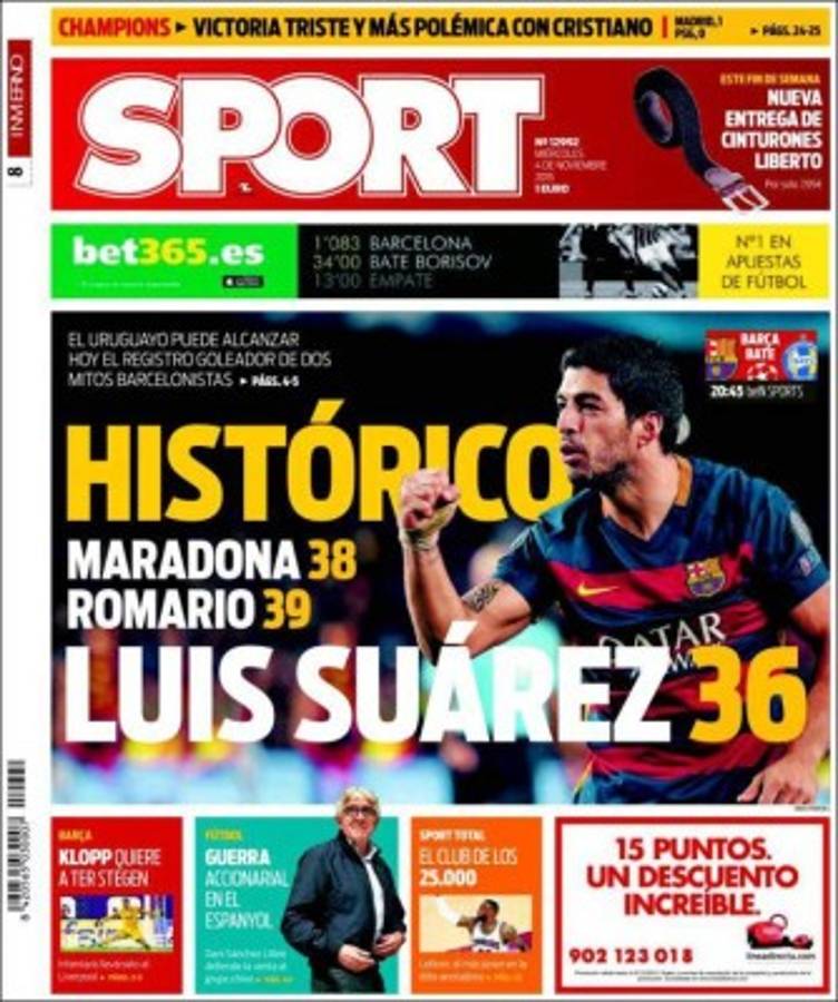 Las portadas del mundo deportivo de este miércoles 04 de noviembre