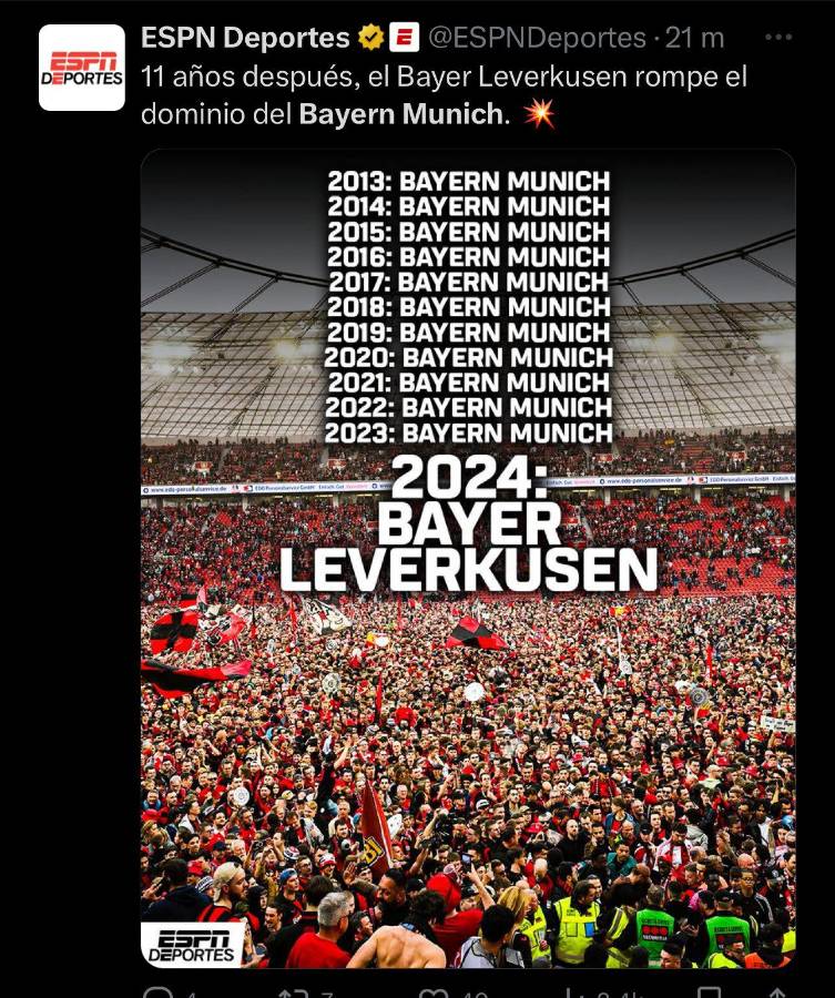 El irónico mensaje del Bayern Múnich y la felicitación de un ex Real Madrid: la prensa reacciona tras el título del Leverkusen