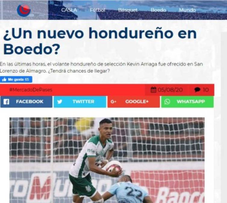 El volante hondureño Kevin Arriaga fue ofrecido al San Lorenzo de Almagro de Argentina