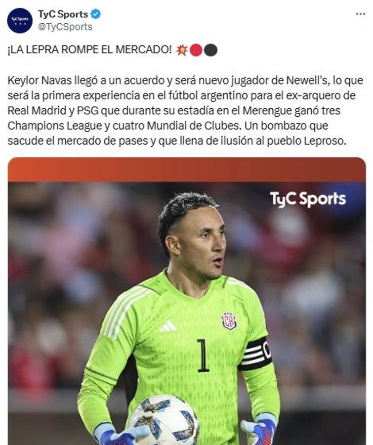 “Bombazo que sacude el mercado; leyenda”: prensa argentina reacciona con la llegada de Keylor Navas