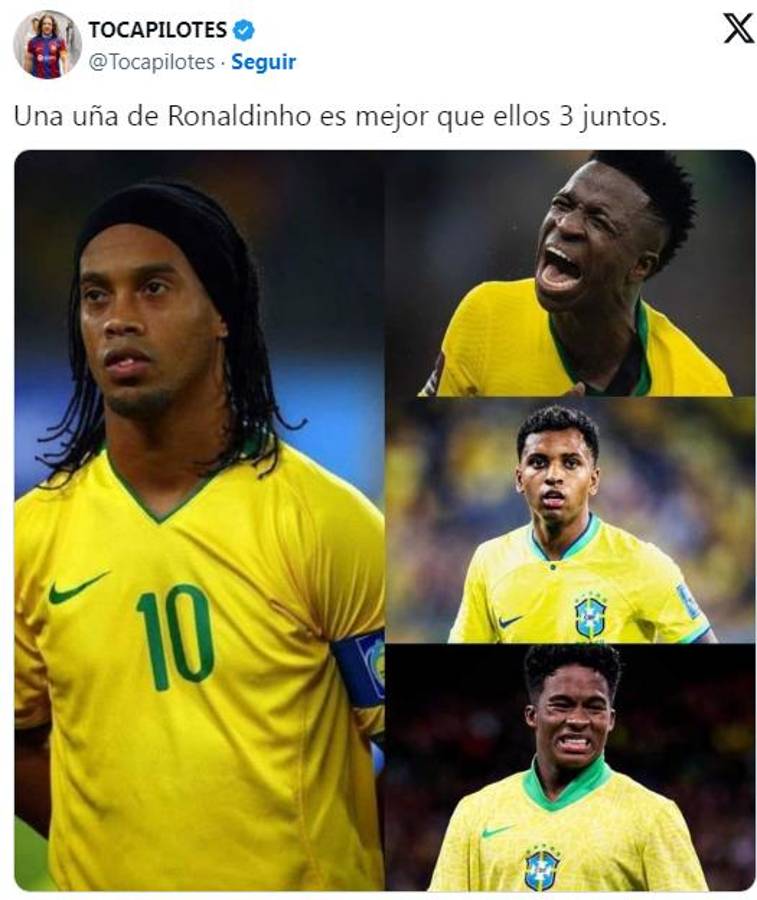 Ronaldinho protagonista y Vinicius víctima: los memes que dejó el amargo empate Brasil-Costa Rica en Copa América