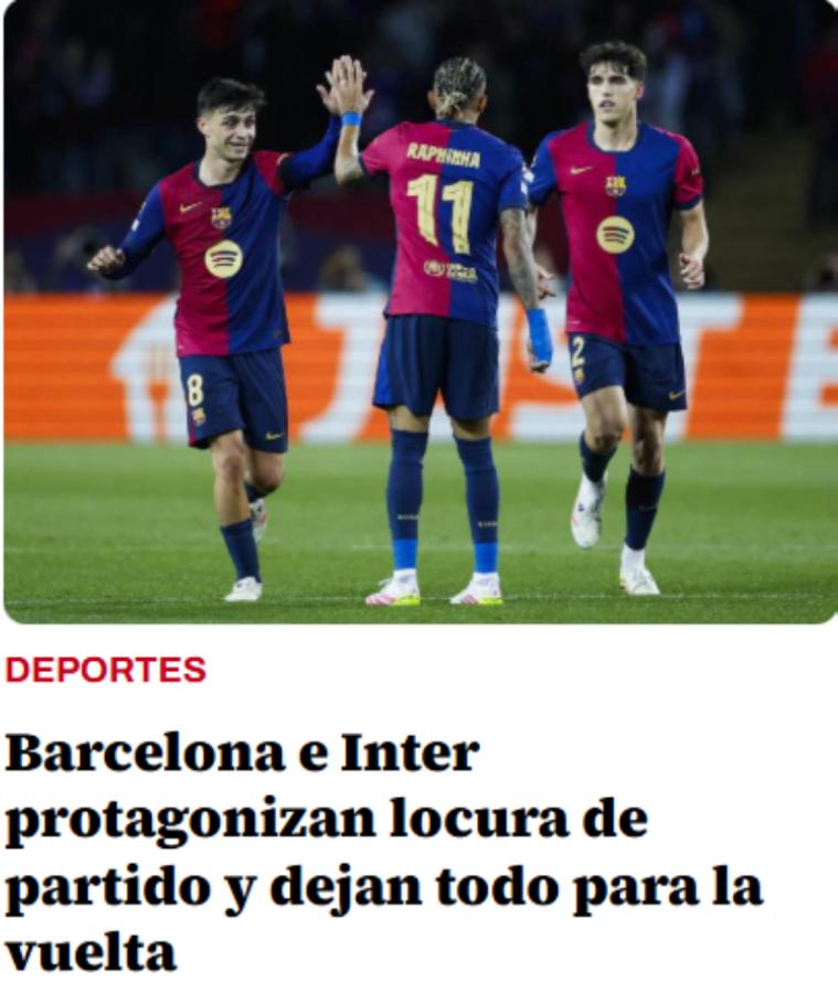 Resultado injusto, Homenaje al fútbol: así reaccionó la prensa tras el empate entre Barcelona ante Inter en Champions