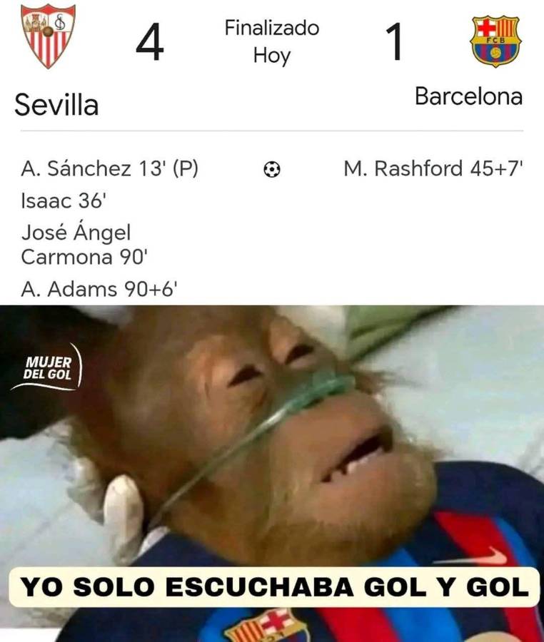 ¡Estallaron las redes! Los memes que dejó la goleada del Sevilla sobre Barcelona y no perdonan a Lewandowski