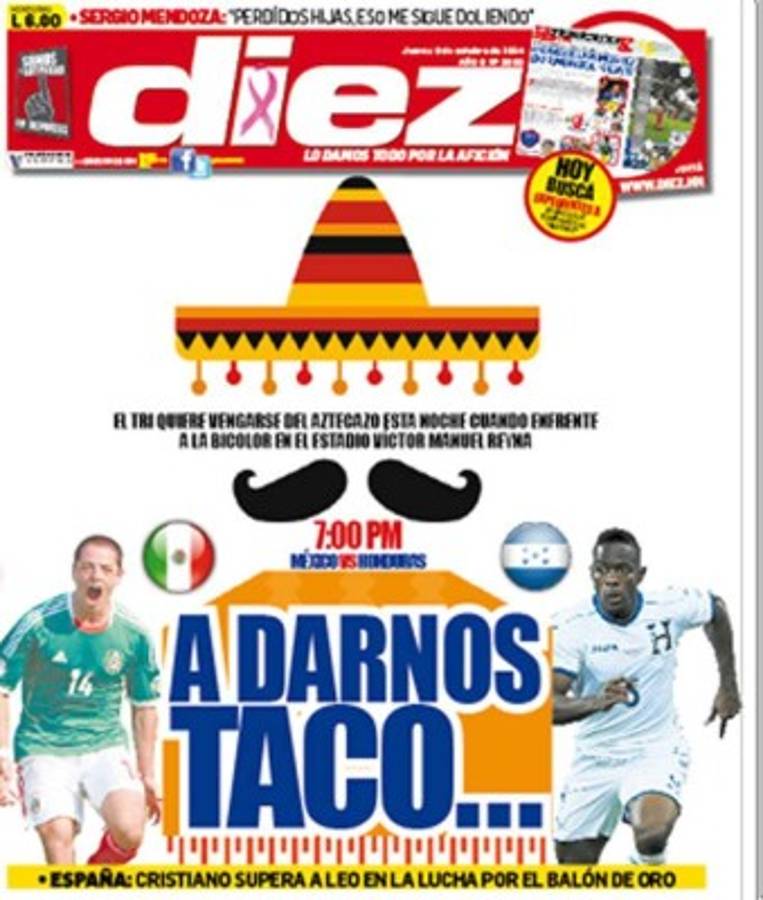 Las mejores portadas de Diez sobre la rivalidad Honduras-México