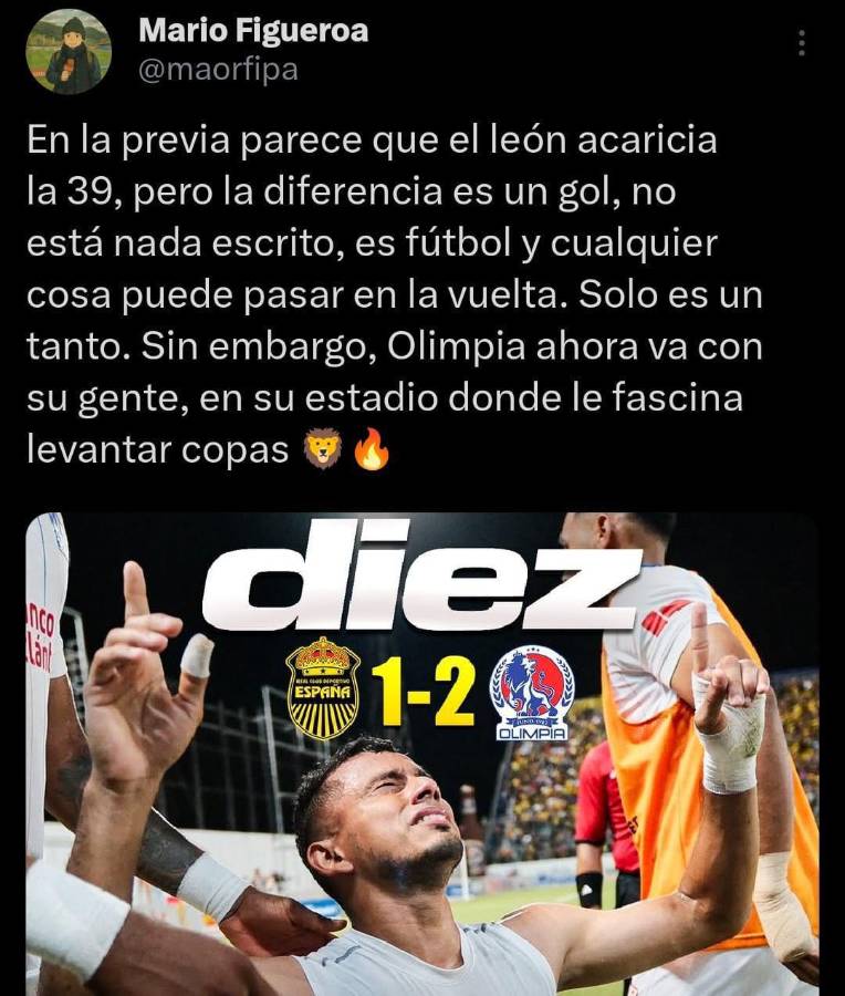 El León acaricia la 39: la prensa señala al culpable de la derrota de Real España y elogian a Olimpia tras la remontada