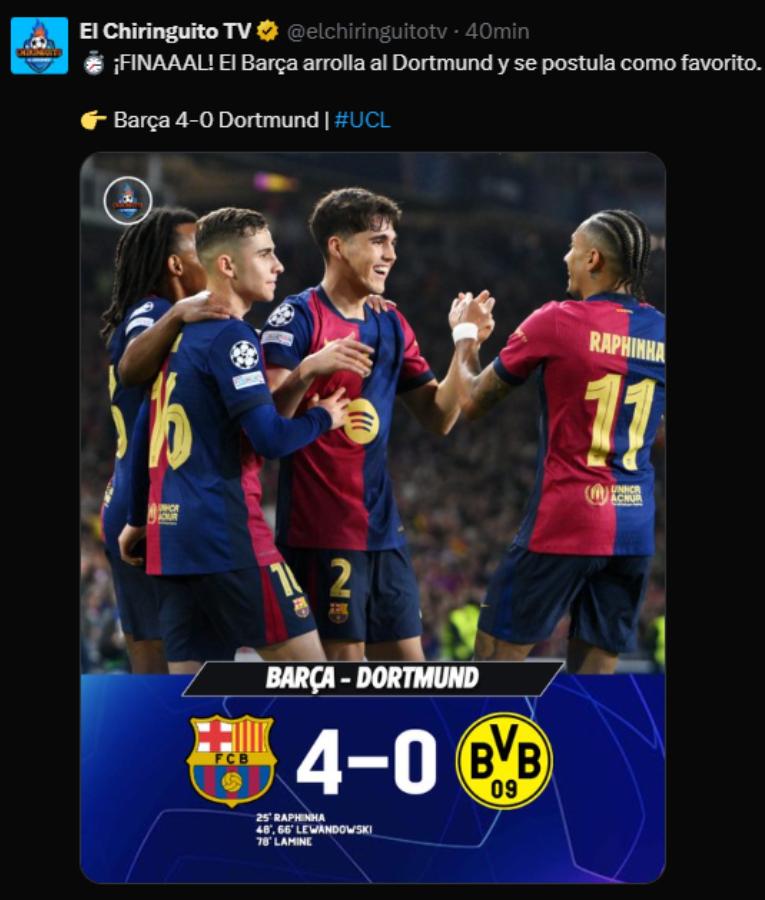 Serie liquidada, semifinales a la vista: así reaccionó la prensa tras la goleada del Barcelona al Dortmund en Champions