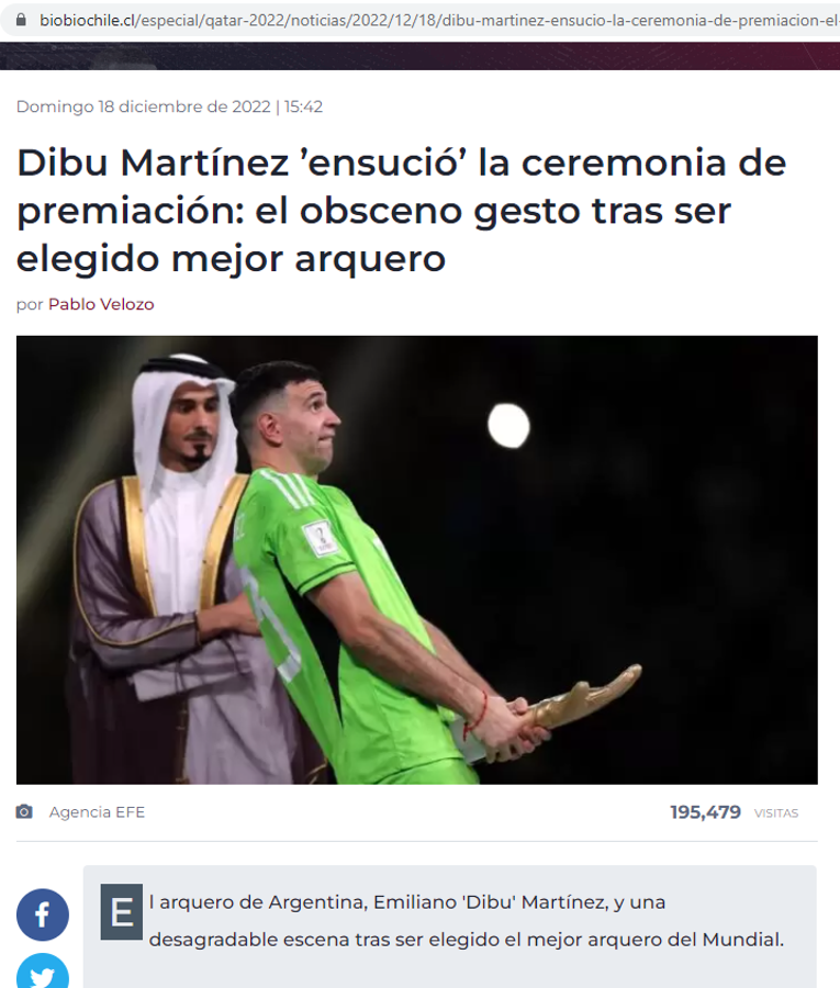 “Tu vulgaridad atenta contra la afición, la FIFA debería quitarte el premio”: explotan críticas contra Dibu Martínez por obscenso gesto