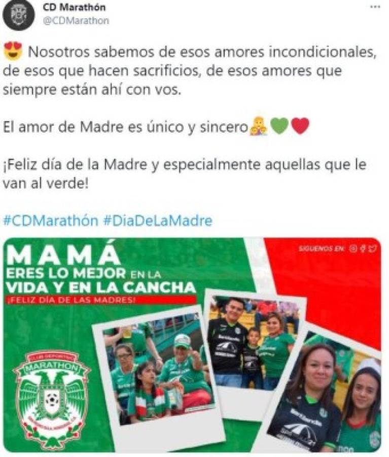 Clubes hondureños y personalidades felicitan a las madres en su día especial