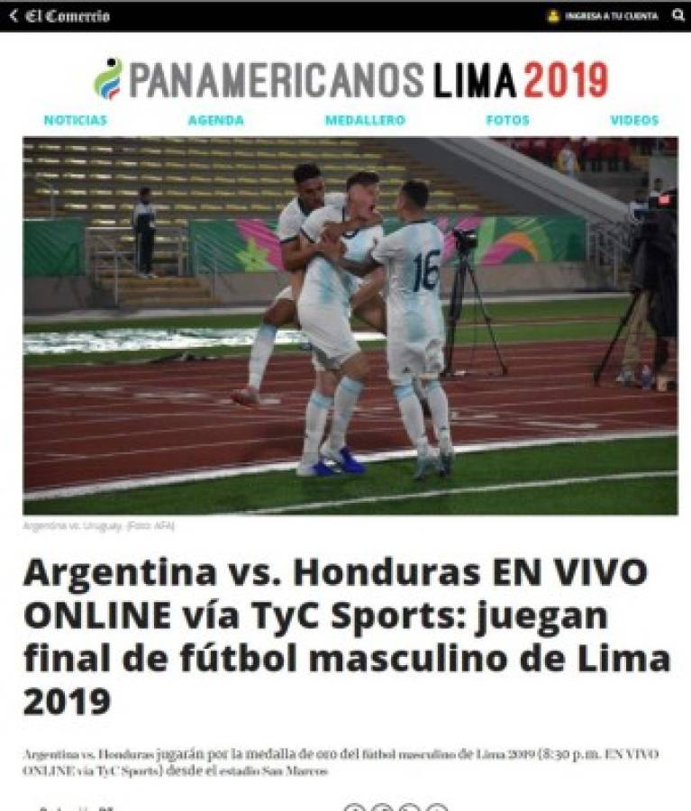 Lo que dicen los medios internacionales sobre la final entre Honduras y Argentina