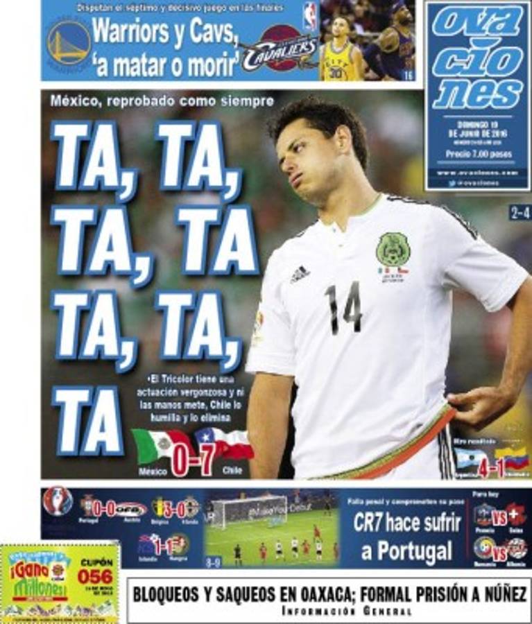 Diarios mexicanos destrozan a su selección en sus portadas tras la goleada ante Chile