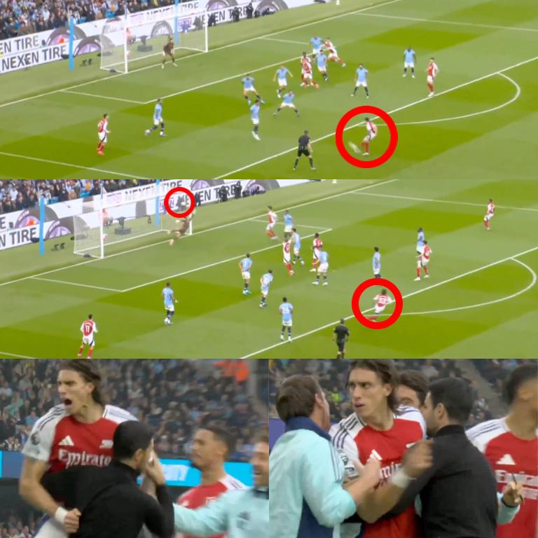 Riccardo Calafiori marcó un tremendo golazo en el empate del Arsenal sobre Manchester City.