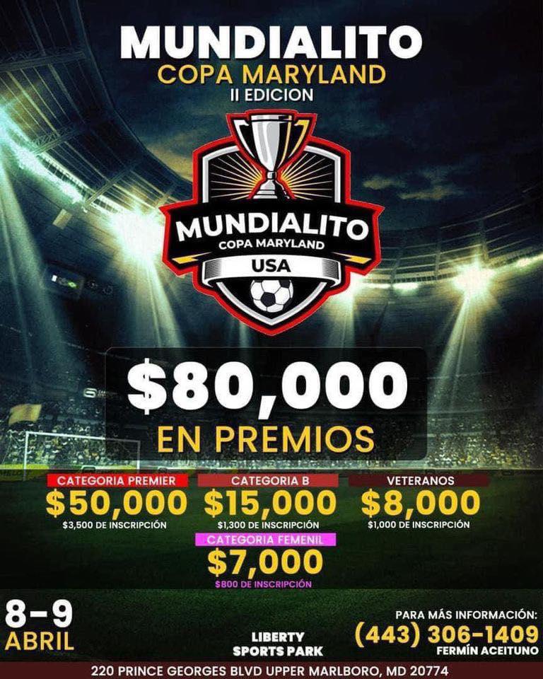Mundialito de Marylnd se disputará el 8 y 9 de abril.