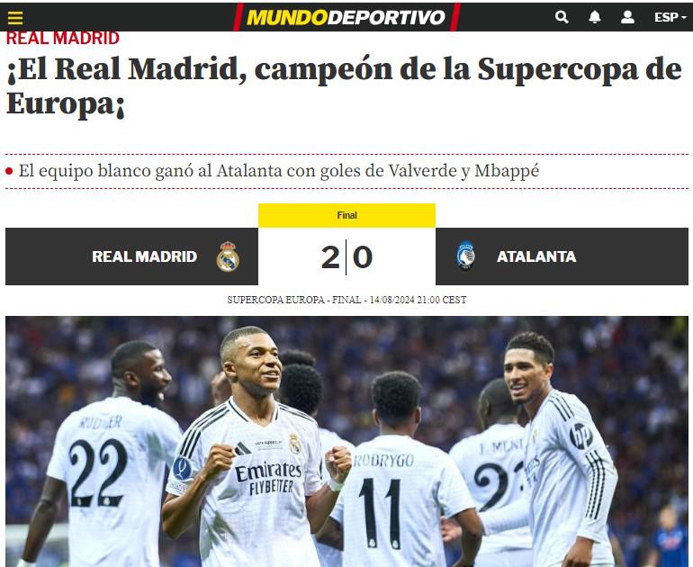 “La era Mbappé y los nuevos galácticos”: Lo que dice la prensa mundial tras título del Real Madrid en la Supercopa de Europa