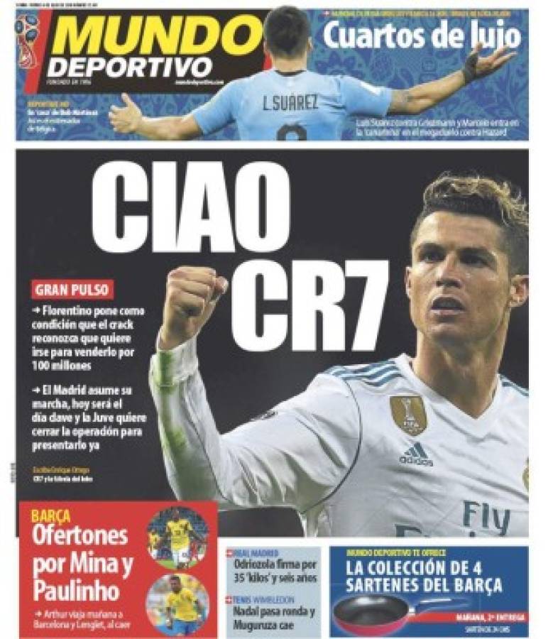 Medios españoles despiden a CR7 y los italianos le dan la bienvenida