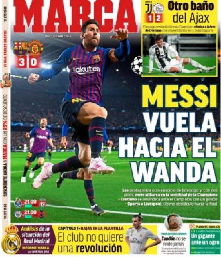 Las portadas del mundo que alaban a Messi y destrozan a Cristiano tras el fracaso en Champions