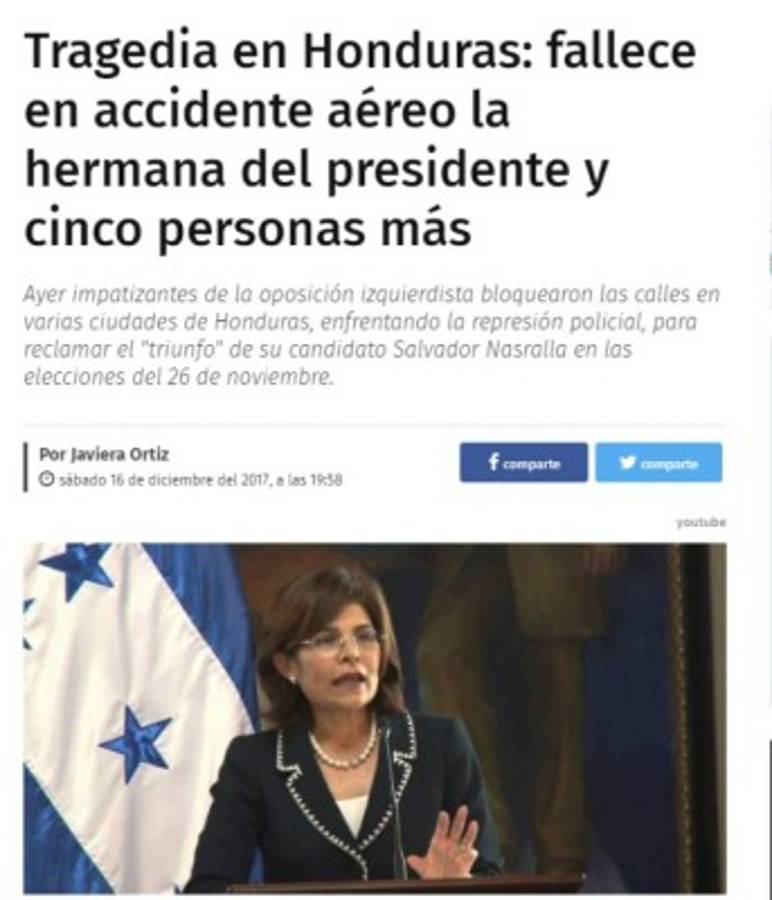 La prensa internacional reacciona impactada por la muerte de Hilda Hernández