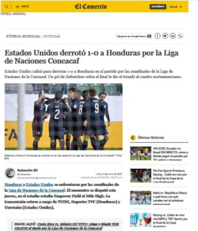 'Bofetada, polémico y con mejor fútbol'; Lo que dice la prensa de la derrota de Honduras ante EUA