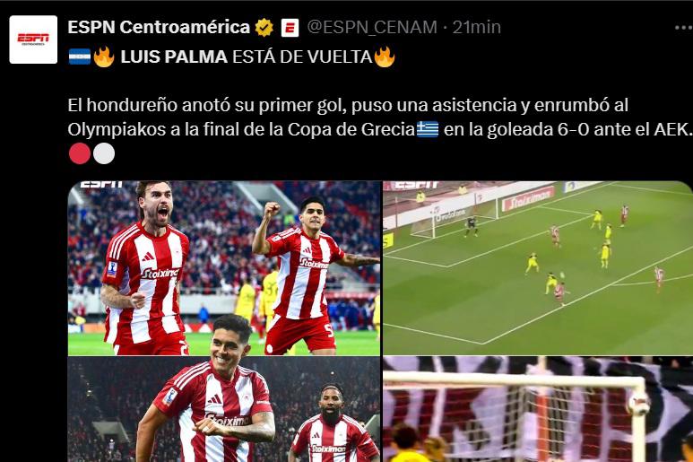 “Para nada es acomodado”, “Está de vuelta”: Prensa se rinde con el golazo de Luis Palma con Olympiacos de Grecia