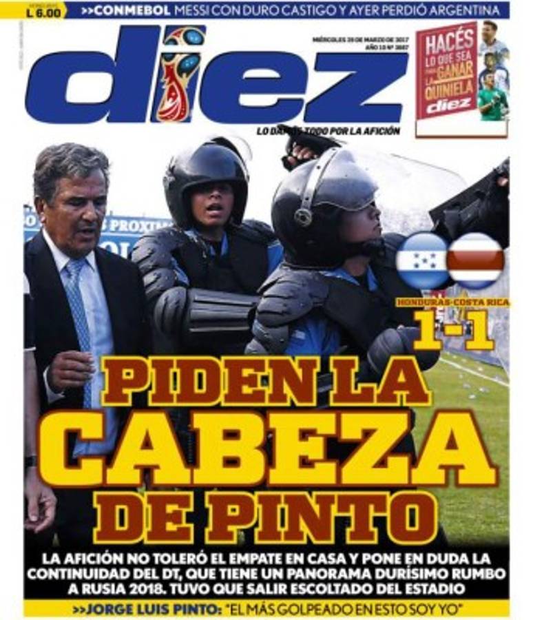 Honduras y la Argentina de messi se alejan del Mundial de Rusia 2018