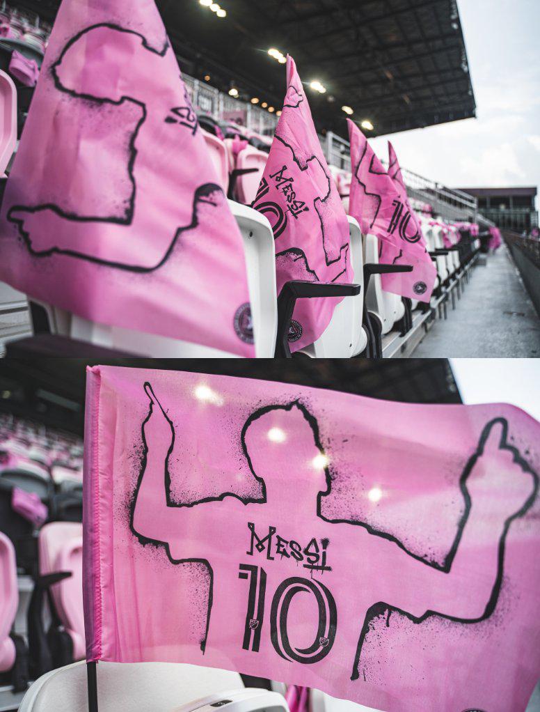 Curiosas banderas de Messi, histórica foto del Inter Miami, invitado especial y las enormes filas previo al debut del “10” en la Leagues Cup