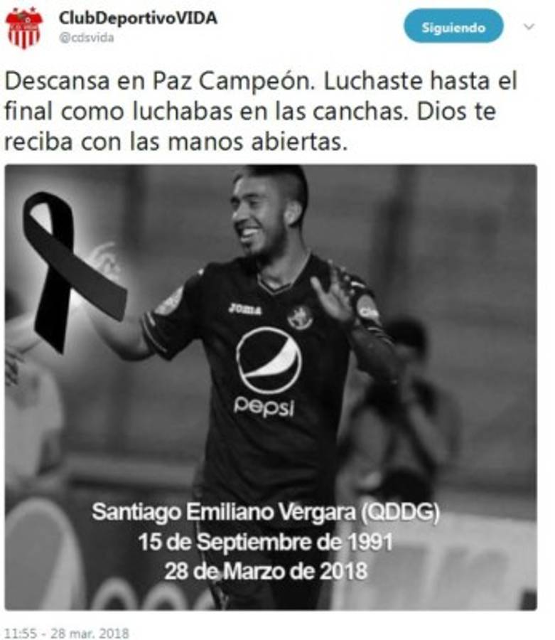 Fútbol hondureño se solidariza en redes tras fallecimiento de Santiago Vergara