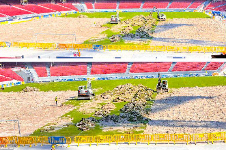 ¿Qué pasó? El Barcelona arranca el césped del nuevo Camp Nou y Laporta recibe una mala noticia