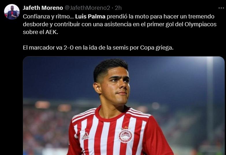 “Para nada es acomodado”, “Está de vuelta”: Prensa se rinde con el golazo de Luis Palma con Olympiacos de Grecia
