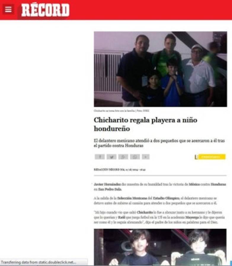 Gesto de Chicharito Hernández en Honduras le dio la vuelta a México